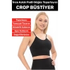 Göğüs Toparlayıcı Sarkma Önleyen Gündelik Spor Kullanım Şık İnce Askılı Pedli Çizgili Crop Büstiyer