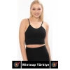 Göğüs Toparlayıcı Sarkma Önleyen Gündelik Spor Kullanım Şık İnce Askılı Pedli Çizgili Crop Büstiyer