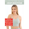 Göğüs Toparlayıcı Sarkma Önleyen Gündelik Spor Kullanım Şık İnce Askılı Pedli Çizgili Crop Büstiyer