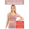 Göğüs Toparlayıcı Sarkma Önleyen Gündelik Spor Kullanım Şık Kalın Askılı Çizgili Crop Büstiyer