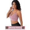 Göğüs Toparlayan Sarkma Önleyen Spor Gündelik Kullanım Şık Ön Çapraz Askı Detay Micro Crop Büstiyer