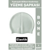 Premium Su Geçirmez Elastik Yumuşak Yüzücü Havuz Deniz Yüzme Şapkası Silikon Bone 1 Adet