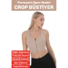 Özel Üretim Göğüs Toparlayıcı Sarkma Önleyen Spor Gündelik Kullanım Fermuarlı Şık Crop Büstiyer