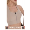 Özel Üretim Göğüs Toparlayıcı Sarkma Önleyen Spor Gündelik Kullanım Fermuarlı Şık Crop Büstiyer