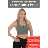 Özel Üretim Göğüs Toparlayıcı Sarkma Önleyen Spor Gündelik Kullanım Fermuarlı Şık Crop Büstiyer