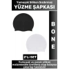 Özel Üretim Su Geçirmez Elastik Yumuşak Yüzücü Havuz Deniz Yüzme Şapkası Silikon Bone 2Li SET