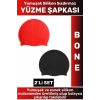 Özel Üretim Su Geçirmez Elastik Yumuşak Yüzücü Havuz Deniz Yüzme Şapkası Silikon Bone 2Li SET