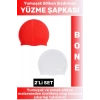 Özel Üretim Su Geçirmez Elastik Yumuşak Yüzücü Havuz Deniz Yüzme Şapkası Silikon Bone 2Li SET