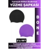 Özel Üretim Su Geçirmez Elastik Yumuşak Yüzücü Havuz Deniz Yüzme Şapkası Silikon Bone 2Li SET