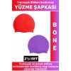 Özel Üretim Su Geçirmez Elastik Yumuşak Yüzücü Havuz Deniz Yüzme Şapkası Silikon Bone 2Li SET