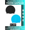 Özel Üretim Su Geçirmez Elastik Yumuşak Yüzücü Havuz Deniz Yüzme Şapkası Silikon Bone 2Li SET