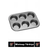 Premium Isıya Dayanıklı Yapışmaz Kolay Temizlenir Kek Brownie Cupcake 6lı Muffin Kek Kalıbı