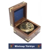 Premium Erkek Arkadaş Sevgili Hediyelik Koleksiyon Denizci Dekoratif Ahşap Kutulu Pirinç PUSULA