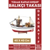 Premium Yüksek Kaliteli Dekoratif Ev Ofis Hediyelik Denizci Koleksiyon Ahşap BALIKÇI TAKASI 45X40 Cm