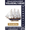 Premium Yüksek Kaliteli Dekoratif Ev Ofis Hediyelik Denizci Koleksiyon Ahşap YELKENLİ GEMİ 75X60 Cm