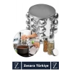 Premium Dayanıklı Çelik Mutfak Kuru Gıda Bakliyat Baharat 12 Cam Şişeli Dönen Baharatlık Standı