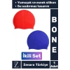 Premium Su Geçirmez Elastik Yumuşak Yüzücü Havuz Deniz Yüzme Şapkası Esnek Silikon Bone 2Li SET