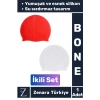 Premium Su Geçirmez Elastik Yumuşak Yüzücü Havuz Deniz Yüzme Şapkası Esnek Silikon Bone 2Li SET