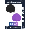 Premium Su Geçirmez Elastik Yumuşak Yüzücü Havuz Deniz Yüzme Şapkası Esnek Silikon Bone 2Li SET