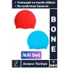 Premium Su Geçirmez Elastik Yumuşak Yüzücü Havuz Deniz Yüzme Şapkası Esnek Silikon Bone 2Li SET