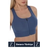 Yüksek Kaliteli Sarkma Önleyen Göğüs Toparlayıcı Spor Gündelik Kullanım Fermuarlı Şık Crop Büstiyer