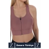 Yüksek Kaliteli Sarkma Önleyen Göğüs Toparlayıcı Spor Gündelik Kullanım Fermuarlı Şık Crop Büstiyer