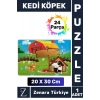 Eğlenceli Eğitici Görsel Algı Problem Çözme Becerisi Çocuk Büyük Boy PUZZLE 24 Parça KEDİ KÖPEK