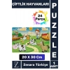 Eğlenceli Eğitici Görsel Algı Problem Çözme Becerisi Çocuk Büyük PUZZLE 24 Parça ÇİFTLİK HAYVANLARI
