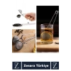 Ergonomik Saplı Çelik İnce Delikli Geniş Kulplu Aromatik Bitki Çayı Demleme Süzgeci