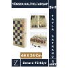 Premium Yüksek Kaliteli Ahşap Arkadaş Oyun Hediyelik Ahşap Tavla Satranç 2 in 1 Oyun Seti 48 X 24 Cm