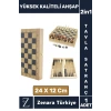 Premium Dayanıklı Ahşap Arkadaş Oyun Hediyelik Ahşap Tavla Satranç 2 in 1 Oyun Seti 24 X 12 Cm