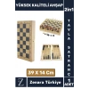 Premium Yüksek Kaliteli Ahşap Arkadaş Oyun Hediyelik Ahşap Şık Tavla Satranç 2in1 Oyun Seti 39X14 Cm