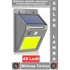 Outdoor Dış Mekan Dekoratif Aydınlatma Güneş Enerjili Hareket Sensörlü 48 Ledli Solar Bahçe Lambası