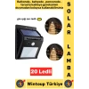 Outdoor Dış Mekan Bahçe Aydınlatma Güneş Enerjili Hareket Sensörlü Gün Işığı 20 Ledli Solar Lamba