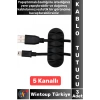 Kablo Düzenleyici Şarj Kablosu Kulaklık Dağınıklık Önleyen 5 Kanallı Yapışkanlı Kablo Tutucu 3 Adet