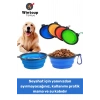 Dayanıklı Silikon Hijyenik Kedi Köpek Akordeon Katlanabilir Askı Aparatlı Evcil Hayvan Mama Su Kabı