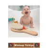Bebek Hassas Cilt İçin Banyo Saç Bakım Tarak Fırça Organik Keçi Kılı Ahşap Saplı Bebek Banyo Tarağı