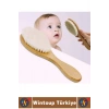 Bebek Hassas Cilt İçin Banyo Saç Bakım Tarak Fırça Organik Keçi Kılı Ahşap Saplı Bebek Banyo Tarağı