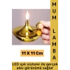 Premium Konsept Hediyelik Dekoratif Nostaljik LED Işık Alev Görünümlü Çok Şık Pilli GOLD Mum Lamba