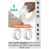 Ultra Güçlü Esnek Kesilebilir Kolay Kullanım Estetik Çift Taraflı Nano Şeffaf Bant 3 CmX2 Metre 3 Ad