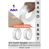 Ultra Güçlü Esnek Kesilebilir Kolay Kullanım Estetik Çift Taraflı Nano Şeffaf Bant 3 Cm X 2 Metre
