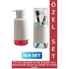 Dayanıklı Banyo Sabun Losyon Şampuan Pratik Çok Şık Modern Sıvı Sabunluk Diş Fırçalık İkili SET