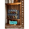 Premium Mutfak Tezgah Üstü Duvara Monte Edilebilir Standlı Çok Şık Kaşıklı Baharatlık 8 Parça 350 ML