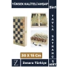 Premium Yüksek Kaliteli Ahşap Arkadaş Oyun Hediyelik Ahşap Tavla Satranç 2 in 1 Oyun Seti 30 X 15 Cm