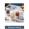 Premium Dayanıklı Toz-Taneli Kullanım Şeffaf Gövde Basmalı Baharatlık Tuzluk Seti 380 ML X 4lü SET