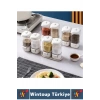 Premium Dayanıklı Toz-Taneli Kullanım Şeffaf Gövde Basmalı Baharatlık Tuzluk Seti 380 ML X 4lü SET
