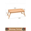 Kompakt Dayanıklı Kahvaltı Bilgisayar Masası Bambu Kulplu Ayaklı Katlanabilir Keyif Tepsisi 63X25 Cm