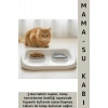 Evcil Hayvan Kaymaz Taban Çıkarılabilir Tasarım Çift Bölmeli Kedi Köpek Plastik Mama Su Kabı 2 in 1