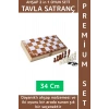 Özel Model Arkadaş Oyun Hediyelik Ahşap Kutulu Tavla Dama Satranç Kompakt Premium Oyun Seti 34 Cm