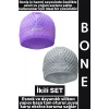 #Bone Yumuşak Elastik Silikon Havuz Deniz Yüzme Kulağa Su Kaçırmaz Büyük Beden Saç Bonesi İkili SET